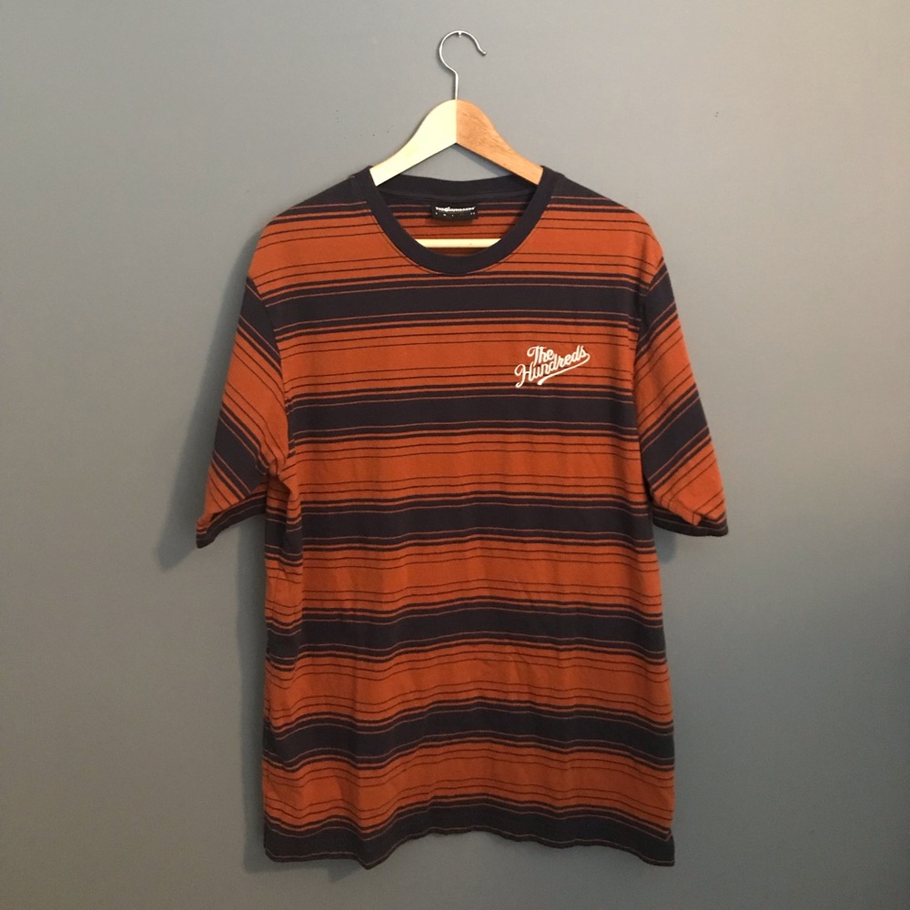 THE HUNDREDS Orange and Blue Striped Tee
